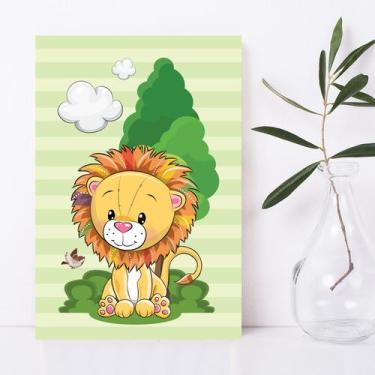 Imagem de Placa Decorativa Infantil Leão Baby na Floresta 30x40cm - Quartinhos
