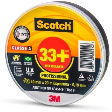 Imagem de Kit 12 fitas isolantes profissional scotch 3m 33+, PRETO