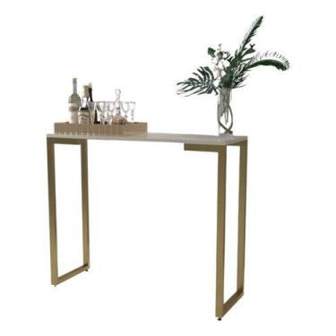 Imagem de Aparador Cravina 90x30 Pés Dourado Com Tampo Off White - sonhodecor