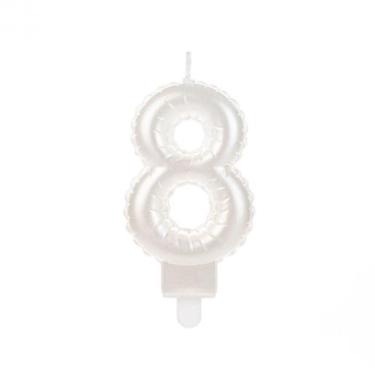 Imagem de Vela Balão Branca Número 8 - Silverfestas - SILVER PLASTIC