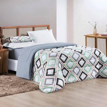 Imagem de Kit Edredom Grace King 01 Peça 100% Algodão Dupla Face Extra Harmony Cinza