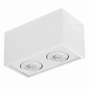 Imagem de Plafon Box Grid Retangular Branco 16Cm 2 Lampadas mr16 Usina