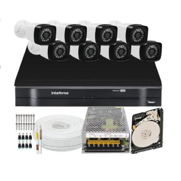 Imagem de Kit Cftv 8 Câmera Segurança Full Hd 2mp Dvr Intelbras Com HD 250Gb