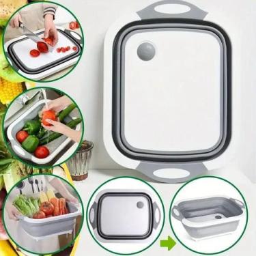 Imagem de Bacia Tábua de Corte Retrátil Compacta 2 em 1 de Silicone Multiuso Coz