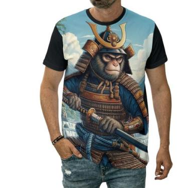 Imagem de Camiseta Macaco Samurai Estilo Guerreiro Com Espada Japão - Darkwood, 