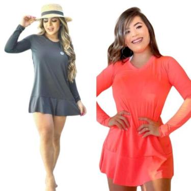Imagem de Kit 2 Saídas de Praia Vestido feminino proteção solar UV 50+ FPS - For