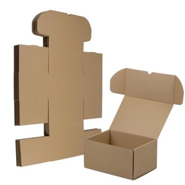 Imagem de HESESOH Conjunto de 20 caixas de transporte de 10x7x5 polegadas, caixa de papelão ondulado marrom, mailer de literatura para embalar pequenas empresas