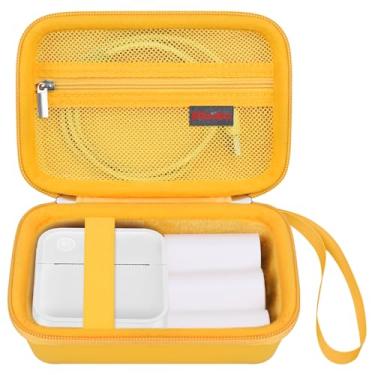 Imagem de Elonbo Estojo de transporte para máquina de etiquetar D110, bolsa de viagem para NIIMBOT/JADENS D110 Impressora de etiquetas portátil Bluetooth sem fio, suporte de armazenamento pequeno para mini impressora de adesivos térmicos, bolso para fita, amarelo