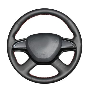 Imagem de MEWANT Capa de volante de carro DIY respirável para Skoda Citigo 2013 / Fabia 2013 / Superb 2013-2015 / Roomster 2013-2014 / Rapid 2012-2013 / Octavia 2013-2015 feita de couro de microfibra para Skoda