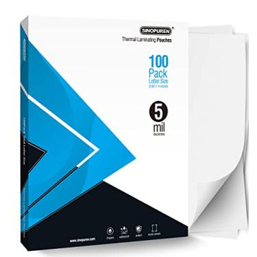 Imagem de Sinopuren Sacos de laminação térmica para laminador, espessura de 5 mm, folha tamanho carta 21 x 28 cm, pacote com 100, transparente
