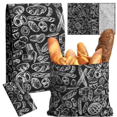 Imagem de Tioncy 2 tamanhos de sacos de pão de cera de abelha para massa fermentada, sacos de pão reutilizáveis, saco de armazenamento de linho com revestimento de cera de abelha melhorado, envoltórios de