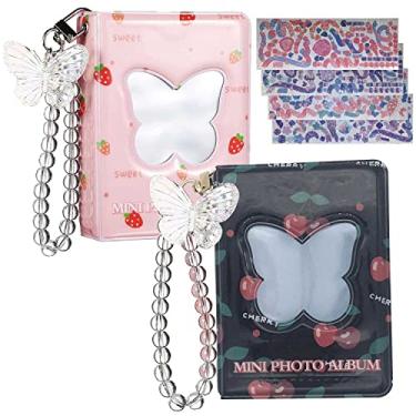 Imagem de Bunhum 2 Peças 3" Kpop Photocard Binder 40 Bolsos Kpop Photocard Holder Book Sleeves, Mini Photocard Album Colecionável Livro com Adesivos Coreanos e Pingente para Cartões de Visit (4,3 Polegadas * 3