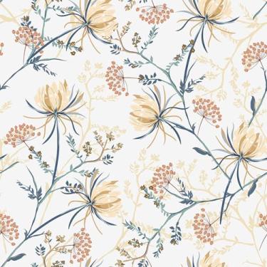 Imagem de VEELIKE Papel de parede floral vintage de dente-de-leão removível para quarto e banheiro, papel de parede autoadesivo floral de 48 x 38 cm, papel de contato para gavetas de armários