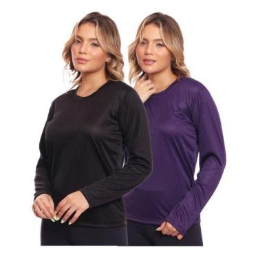 Imagem de Kit 2 Camisas Feminina Camiseta Térmica Proteção Solar Uv - MC Digital
