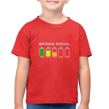 Imagem de Camiseta Algodão Infantil Bateria Social - Foca na Moda, Vermelho, 4