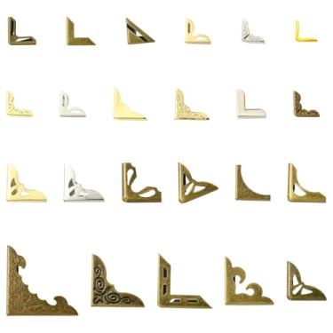 Imagem de LiQunSweet 46 peças 23 Estilos Triangel Iron Book Corner Protetores Decorativos de Metal para Caixa de Caderno Livro Foto Scrapbooking Álbuns Menus