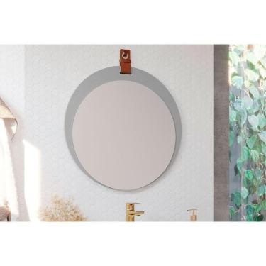 Imagem de Espelheira De Banheiro Lua Parede Oval 60x60cm Cimento - Mgm