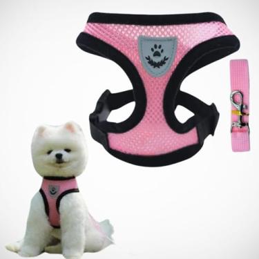 Imagem de PEITORAL COLETE PET Respirável para Cachorro e Gato Passeio Seguro Coleira com Guia (ROSA, GRANDE - L)