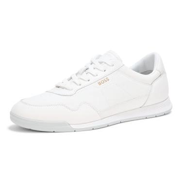Imagem de BOSS Tênis masculino de couro de titânio discreto, Osso branco, 41