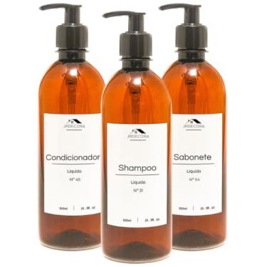 Imagem de Kit 3 Frasco Âmbar Dispenser Organizador Banheiro Minimalista Decorativo Prime Luxo Premium 500ml - Jrdecora (Frasco Special)