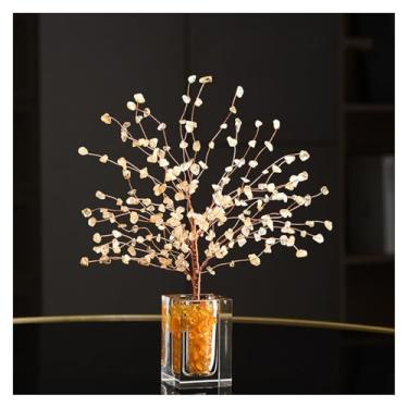 Imagem de Árvore de Cristal Árvore de Cristal da Vida Feng Shui Árvore de Pedra Bonsai Árvore do Dinheiro Árvore de Pedra Preciosa para Boa Sorte para Decoração de Mesa de Escritório em Casa Árvore Bonsai(Yello