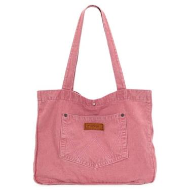 Imagem de Montana West Bolsa feminina Wrangler jeans grande bolsa de ombro para trabalho e viagens, rosa, Large