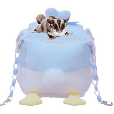 Imagem de Cama pequena macia para animais de estimação, bolsa de ninho de hamster, linda rede de rato, gaiola de esconderijo, acessórios, roupa de cama removível para ouriço de urso dourado Gerbil Degu (azul,