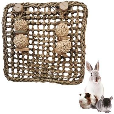 Imagem de Prato de moagem, tapete de grama para coelhos, brinquedos para porquinhos-da-índia, tábua de mastigação de coelho, mini figuras de unicórnio, grama mastigável, animal de estimação, esquilo, placa de