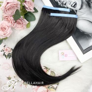 Imagem de Mega hair adesivo cabelo bio vegetal castanho médio liso 60/65/70 cm -