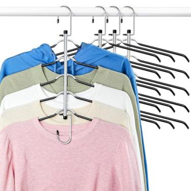 Imagem de Cabides de roupas que economizam espaço, Lomrsiul com revestimento de PVC antiderrapante, organizador de camisa para armário, blusa, cabides para suéter, camiseta, jaqueta, moletom, organizadores de