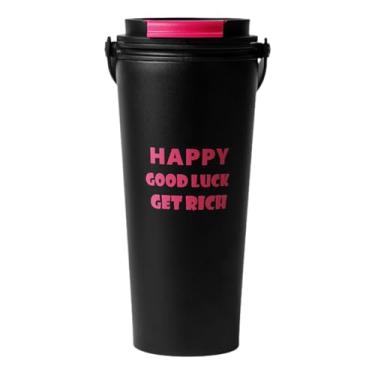 Imagem de Copo de café isolado de 500 ml com alça e canudo – Caneca de parede dupla de aço inoxidável para bebidas quentes e frias, copo de viagem à prova de vazamento para escritório, escola e aventuras ao ar