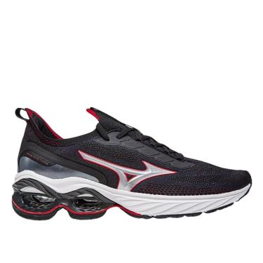 Imagem de Tênis Mizuno Wave Invictus 4 Masculino Preto Vermelho