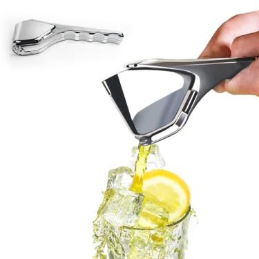 Imagem de Espremedor de limão de aço inoxidável, espremedor de frutas cítricas portátil com filtro embutido, espremedor máximo de limão para limão cítrico limão laranja