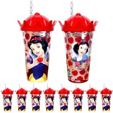 Imagem de Kit 10 Copos com Canudo Shake Princesa Branca de Neve 500ml