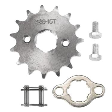 Imagem de uxcell 1 conjunto 428 15T 20 mm motocicleta dianteira motor roda dentada para 50cc 70cc 90cc 110cc 125cc Dirt Pit Bike Mini Bike ATV