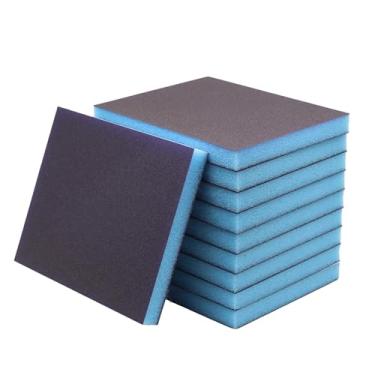 Imagem de RLECS 10 peças, lavável, reutilizável, lixa de gramatura 220, esponja molhada e seca, 120 x 100 x 13 mm, ferramentas de polimento de lixamento de costura, adequadas para placa de gesso plástico de