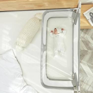Imagem de LINKSAW Berço Portátil 3 Em 1, Proteção Lateral Para Dobrável, Tela Visual Respirável, Janela Berço, Cama De Bebê, Bebê/Menino/Menina, Cinza