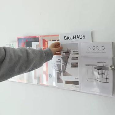 Imagem de ZDJZMGZ Porta-revistas de acrílico doméstico, suporte de exibição de panfleto transparente, armazenamento de literatura de negócios para escolas de exposições de escritório (80 cm)
