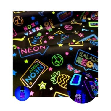 Imagem de TNT Neon Decorado Toalha Painel 3m x 1,4m Brilha na Luz Negra (Balada Neon)