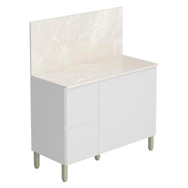 Imagem de Balcão Com Tampo Cozinha Art 120 cm com 3 Portas e 2 Gavetas