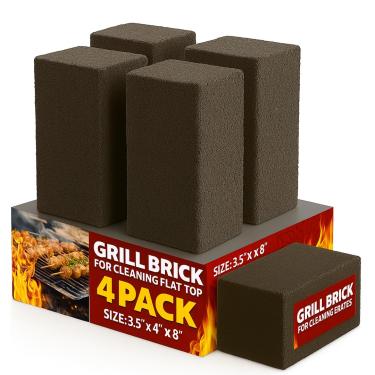Imagem de Tijolos resistentes para churrasqueiras de grau de restaurante para limpeza de grelhas de topo plano | Limpador de pedra-pomes durável, reutilizável e sem produtos químicos para grelhas e grelhas de