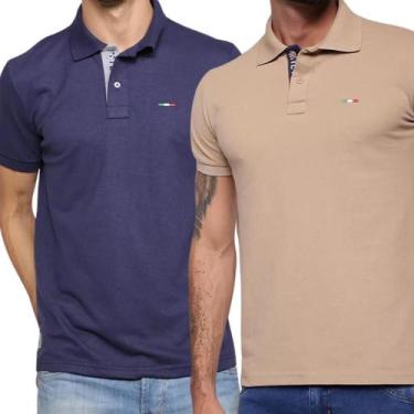 Imagem de Kit 2 Camisas Polo Itália Industrie Básica Estilo Piquet Premium Taman