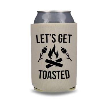 Imagem de Refrigerador de latas de acampamento, Let's Get Toasted, biscoitos engraçados para viagem de acampamento, kit de viagem e ideias de presente, acessório de bebida ao ar livre (arenito)