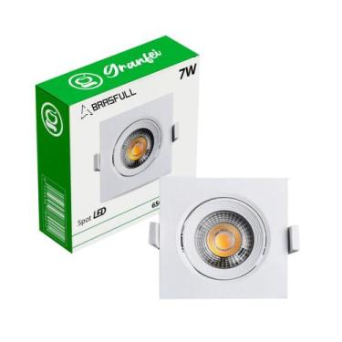 Imagem de Kit 10 Luminária Led Spot 7W Redondo Quadrado Embutido Branco Frio Que