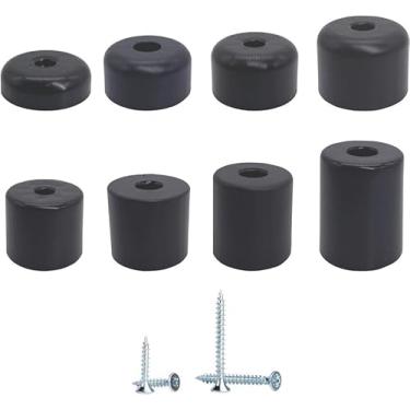 Imagem de Generic (Pacote com 4) Pernas de Móveis Pretas Altura 1-3/10.2 cm (45 mm) Diâmetro Redondo 5.0 cm (50 mm) Material Pés de Móveis Parafusos de Plástico Incluídos