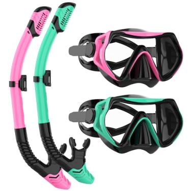Imagem de JRing Equipamento De Mergulho Com Snorkel Para Adultos, Conjunto De Máscara De Mergulho Com Snorkel E Óculos Antiembaçantes De Vidro Temperado De 180 Graus, Snorkel De Mergulho Seco Para Natação, Má
