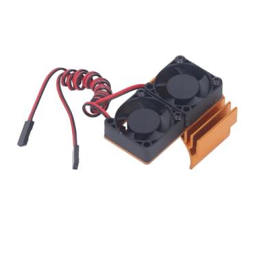 Imagem de Fã de Resfriamento Conjunto para Barra 4x4 Vxl 1/10 RC CAR Com Dissipador de Calor de Liga de Alumínio, Ventilador de Radiador do Motor de Alta Velocidade para, Rustler, (Ouro)