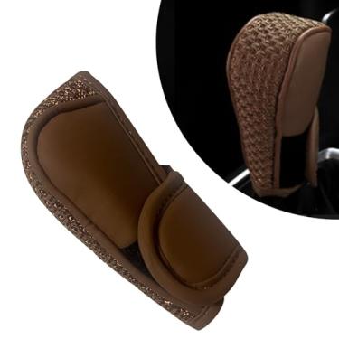 Imagem de coppialu 1 peça de capa de manípulo de mudança de marchas de carro, 7 cm x 12 cm, antiderrapante, impermeável, acessórios de decoração de interiores de automóveis para SUV, caminhão, trailer (marrom)