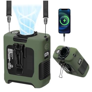 Imagem de Ventiladores de cintura portáteis Ventilador pessoal vestível para local de trabalho ao ar livre, viagens, acampamento, ventiladores de pescoço pessoais 10.000 mAh, recarregável, ajuste de 5