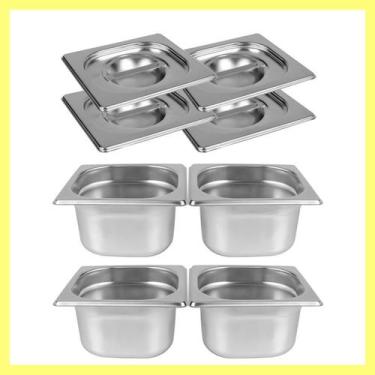 Imagem de Kit de 4 Cubas Gastronômicas Com Tampa Buffet Inox 1/6 100mm - Zepper